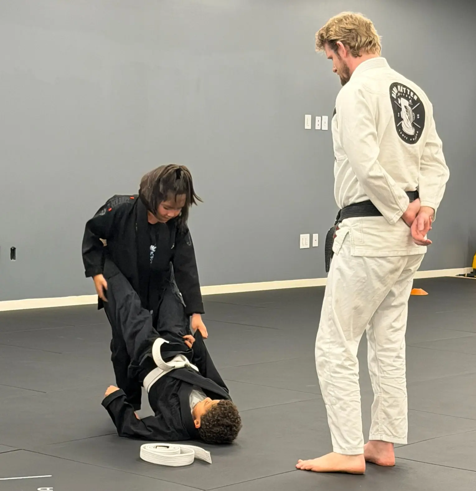 Kids self-defense drilling at Dark Matter Jiu-Jitsu near Gilbert Arizona