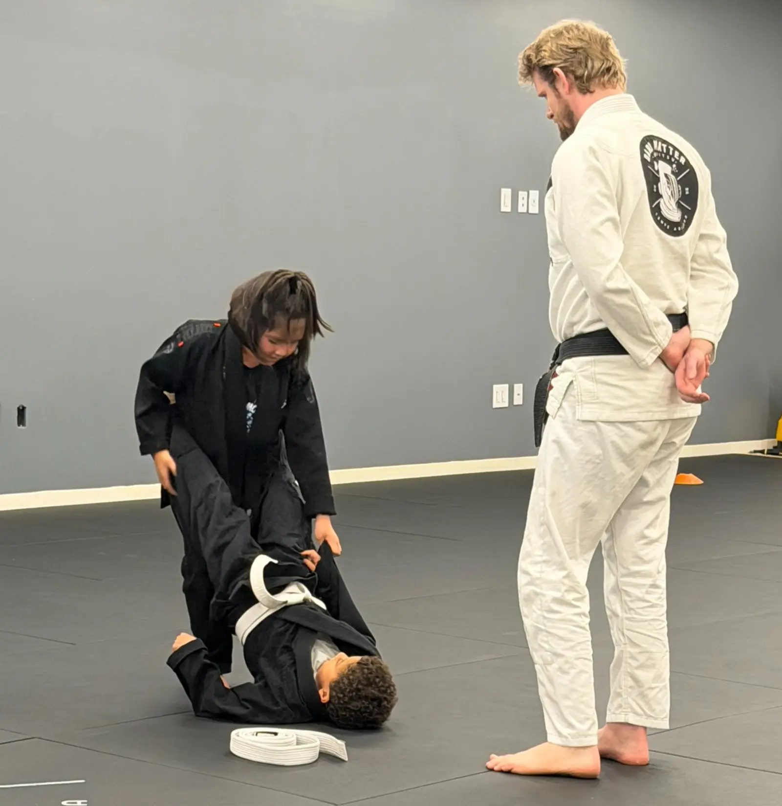 Kids practicing self-defense drilling at Dark Matter BJJ in Arizona